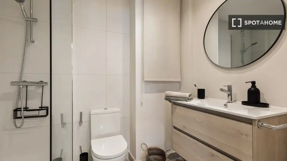 Bany de Apartament per a compartir en Barcelona amb Aire condicionat, Terrassa i Moblat