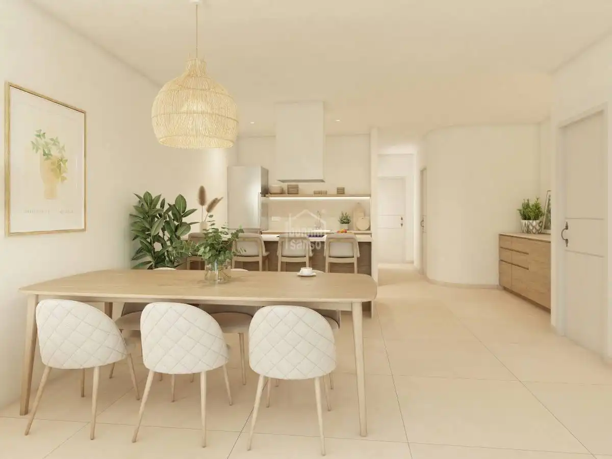 Menjador de Apartament en venda en Es Mercadal amb Jardí privat, Terrassa i Piscina