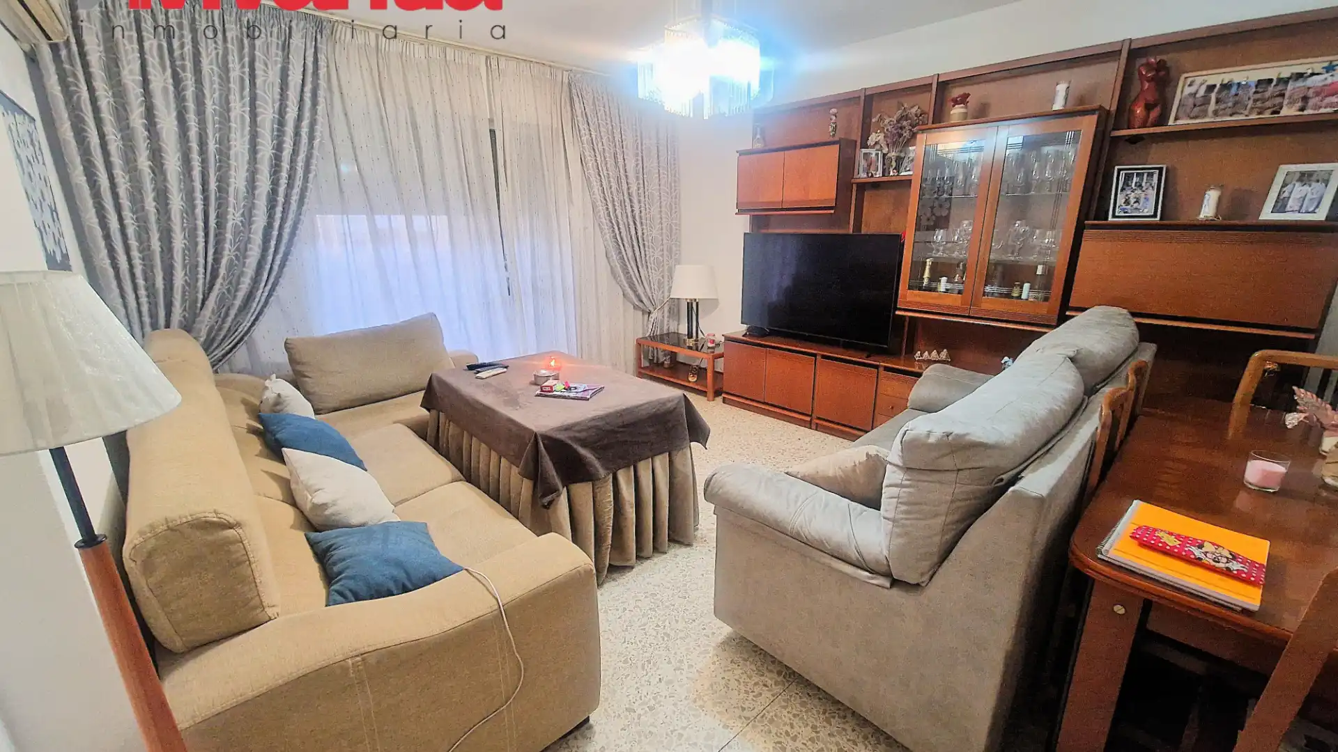 Living room of Flat for sale in Lorca  with Air Conditioner, Terrace and Furnished