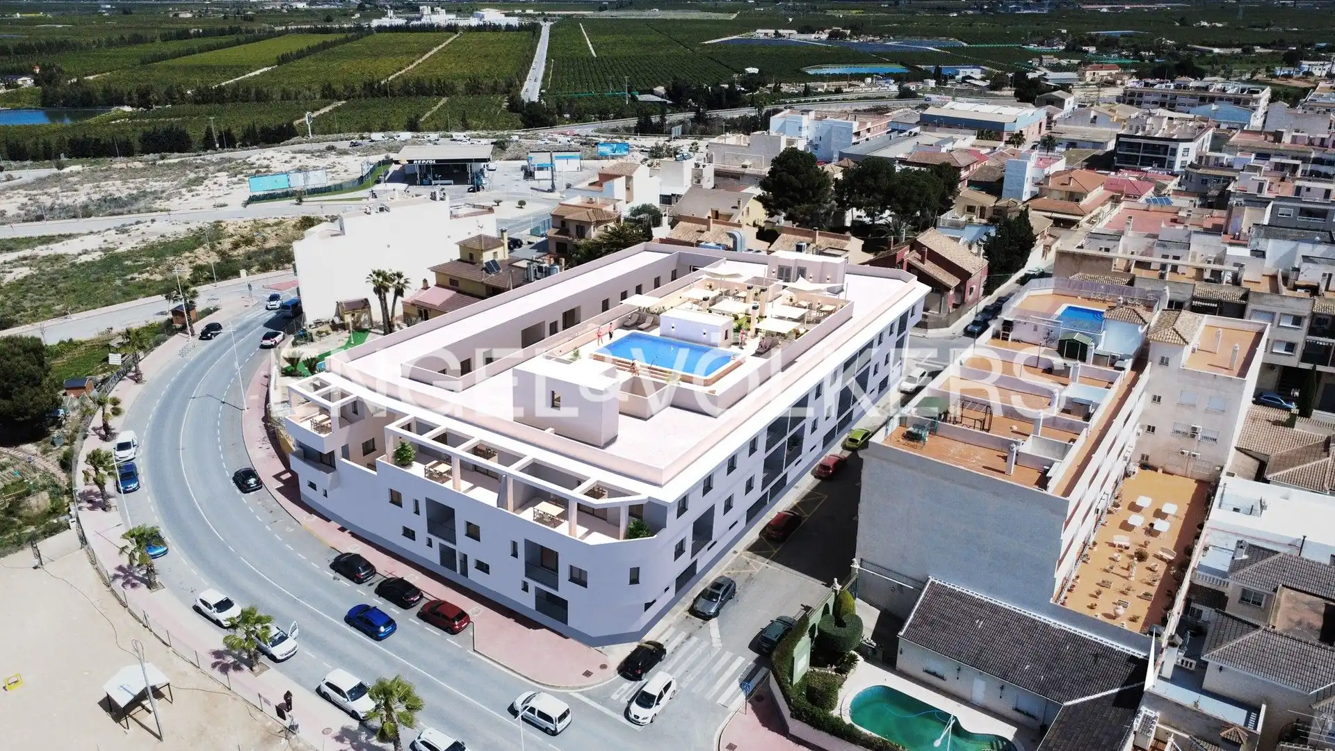 Außenansicht von Wohnung zum Verkauf in San Miguel de Salinas mit Heizung, Terrasse und Schwimmbad