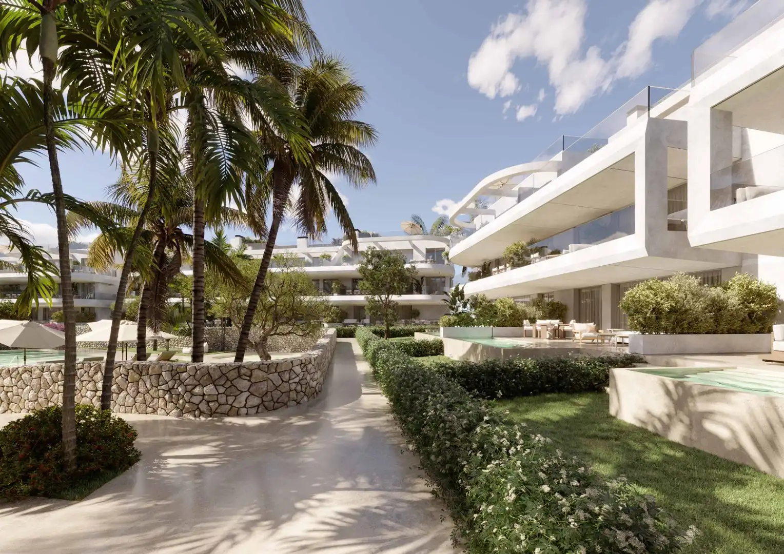 Vista exterior de Planta baja en venta en Estepona con Aire acondicionado, Jardín privado y Terraza