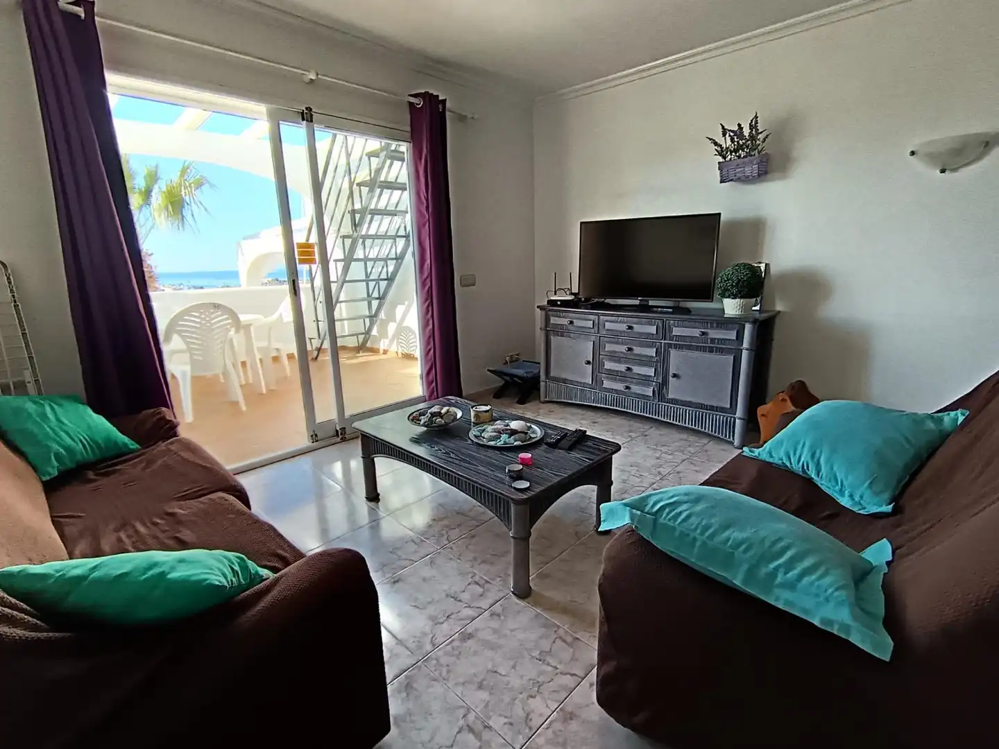 Living room of Flat for sale in Pulpí  with Air Conditioner, Private garden and Furnished