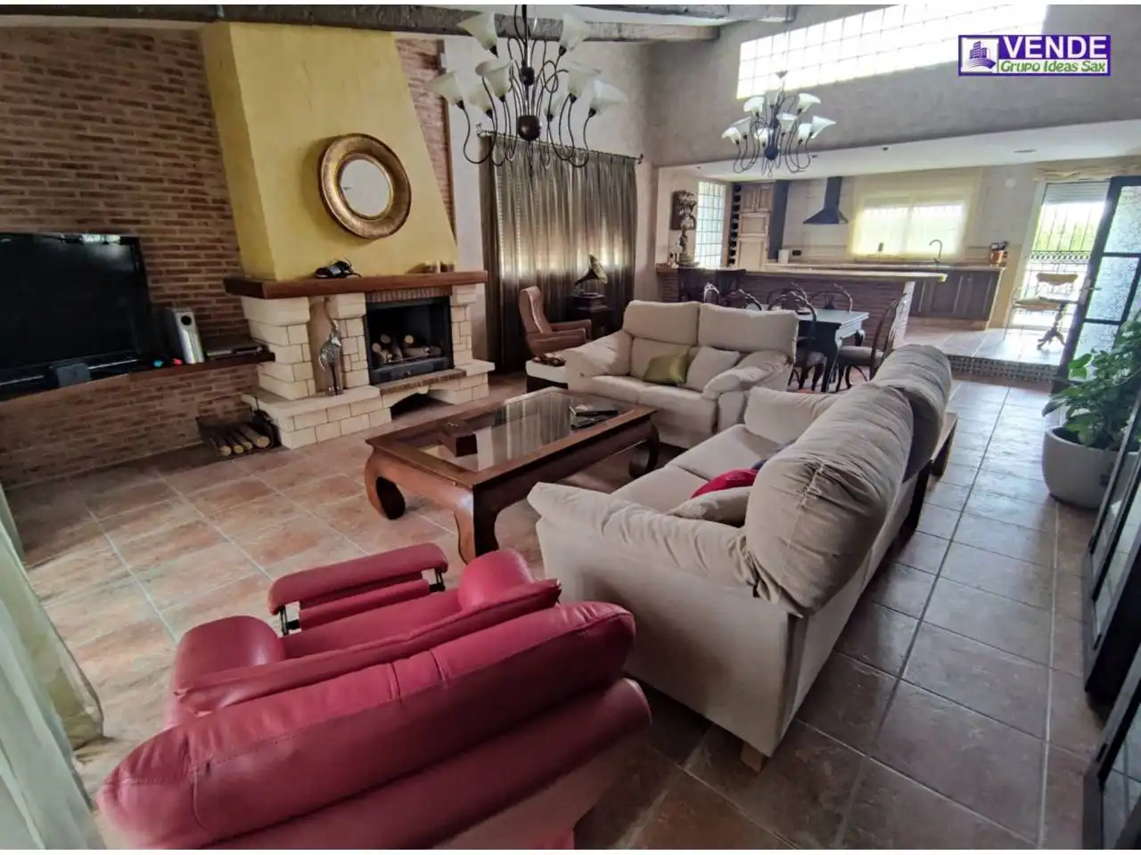 Sala de estar de Finca rústica en venta en Sax con Aire acondicionado, Jardín privado y Terraza