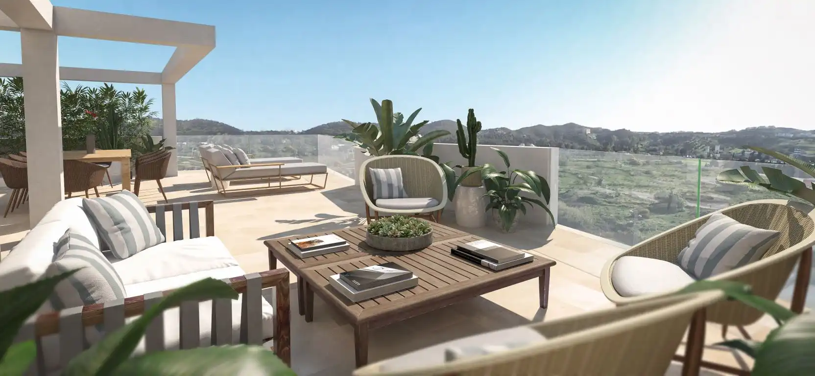 Terrasse von Wohnungen zum Verkauf in Mijas mit Privatgarten, Terrasse und Abstellraum