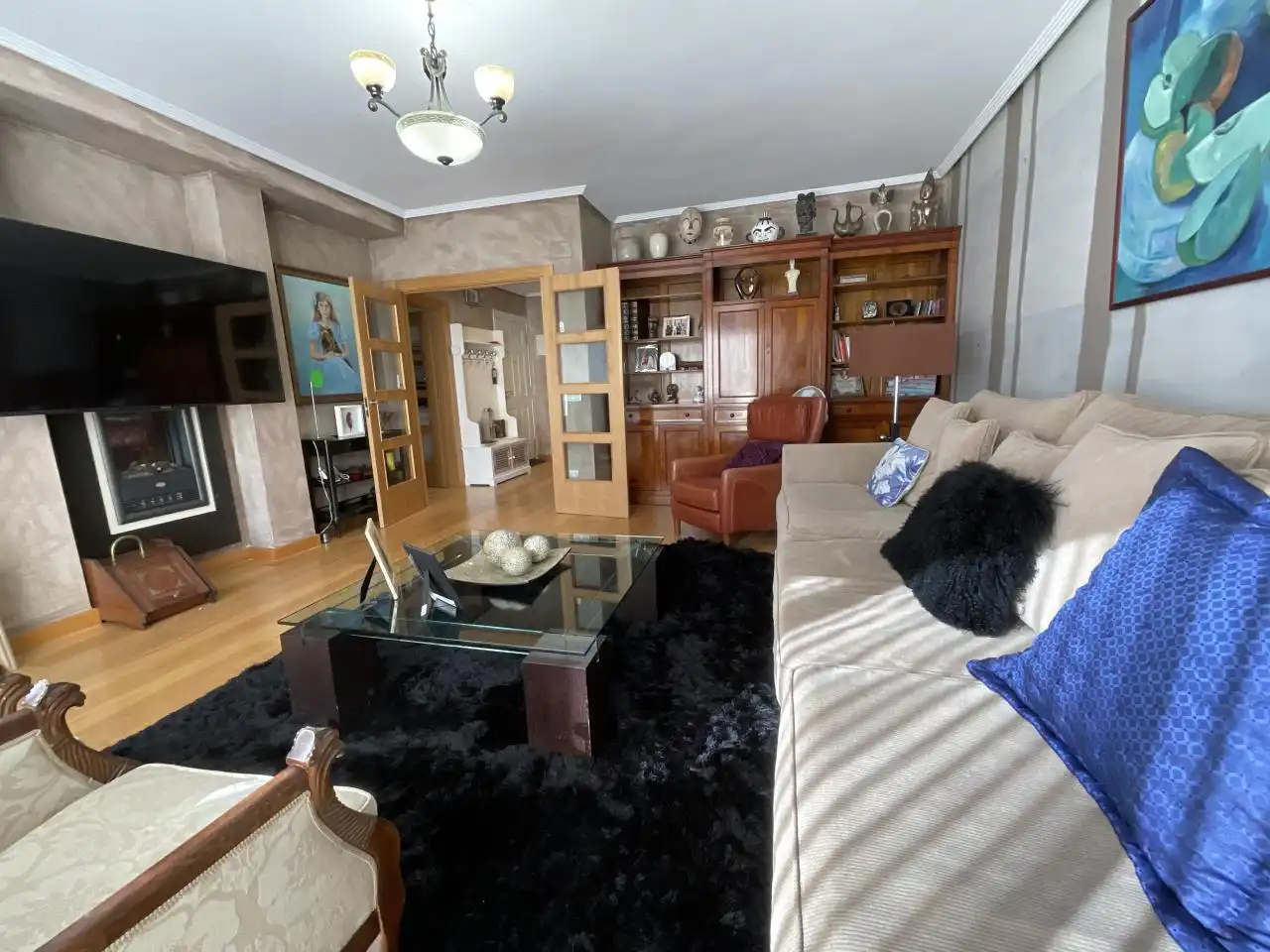 Sala d'estar de Casa adosada en venda en Cirueña amb Calefacció, Jardí privat i Parquet