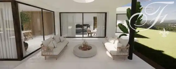 Sala de estar de Casa o chalet de alquiler en Sant Antoni de Portmany con Aire acondicionado, Jardín privado y Terraza