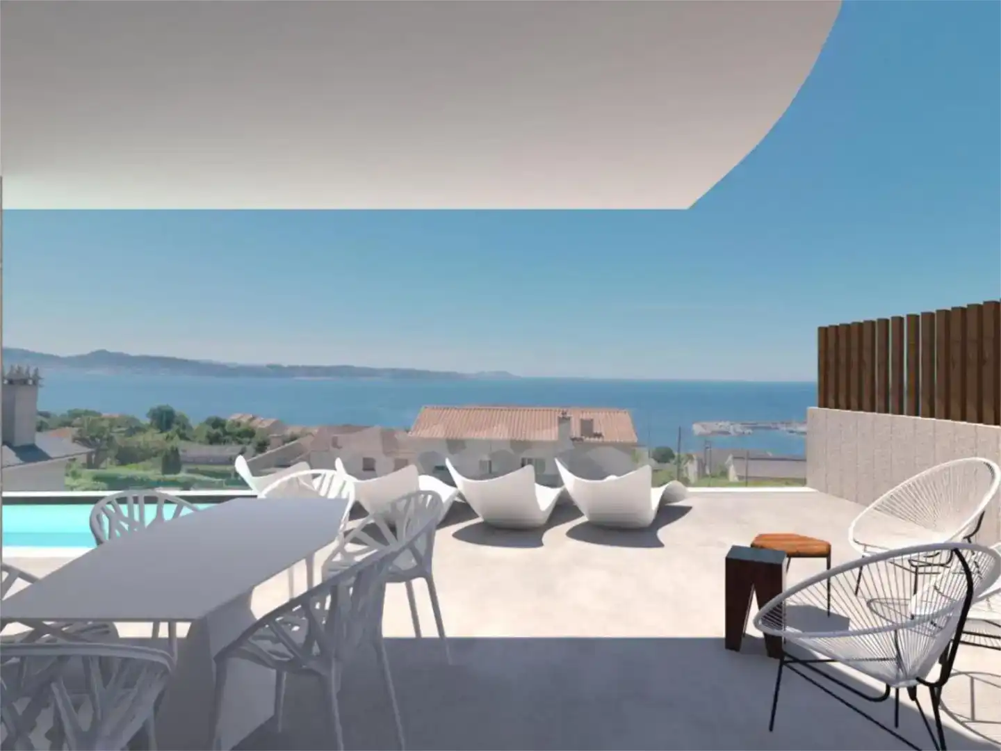 Terrassa de Casa o xalet en venda en Sanxenxo amb Aire condicionat i Piscina