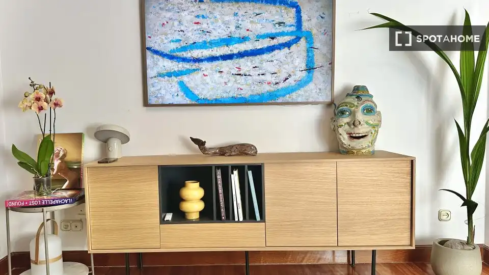 Sala de estar de Apartamento para compartir en Bilbao  con Aire acondicionado, Terraza y Amueblado