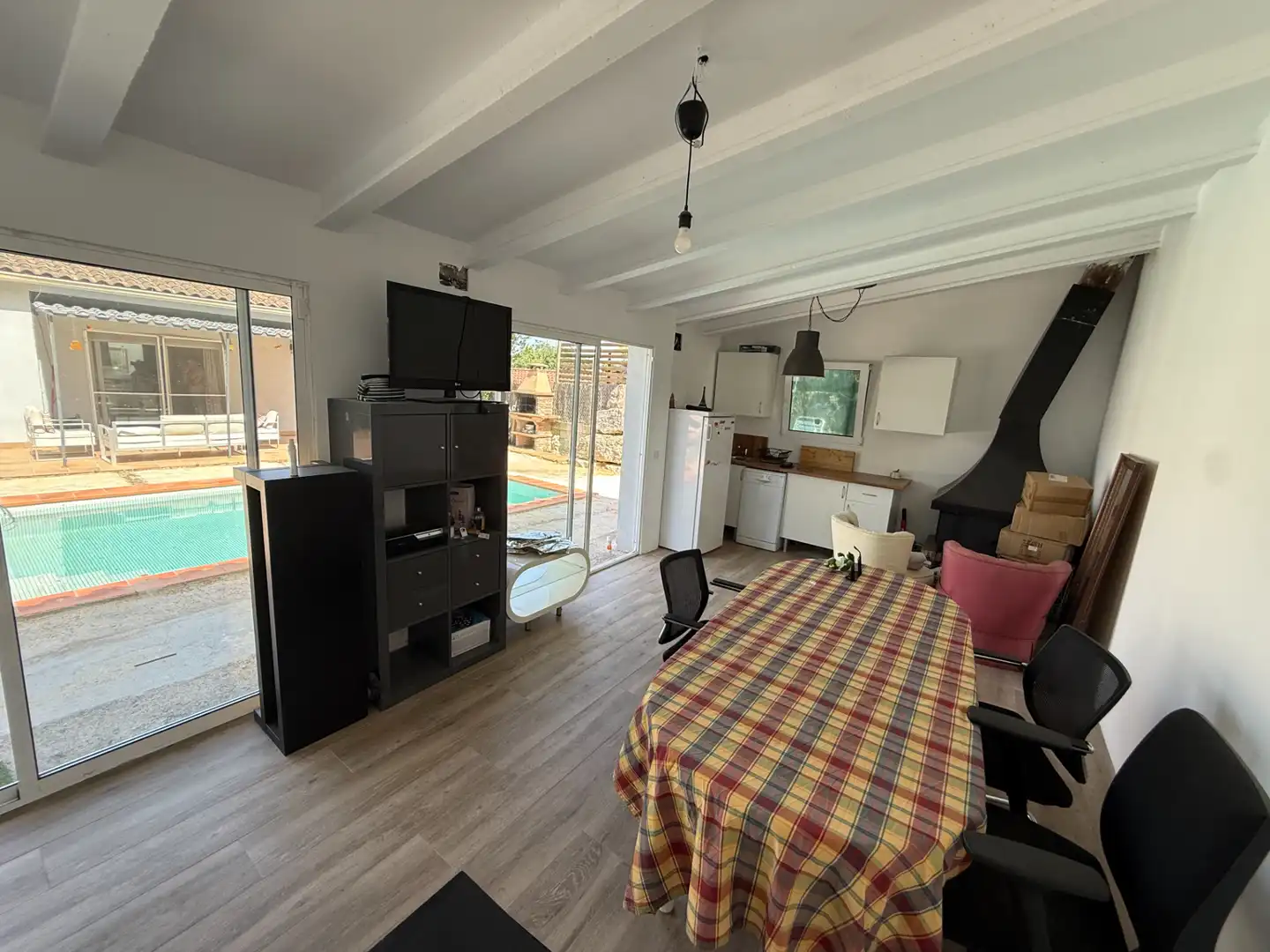 Wohnzimmer von Haus oder Chalet zum Verkauf in Bigues i Riells del Fai mit Klimaanlage, Privatgarten und Schwimmbad