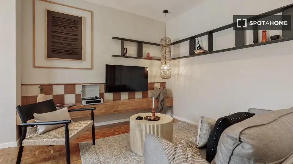Sala de estar de Piso de alquiler en Barcelona con Aire acondicionado, Calefacción y Amueblado