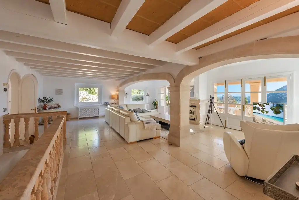 Wohnzimmer von Haus oder Chalet zum Verkauf in Pollença mit Klimaanlage, Heizung und Privatgarten