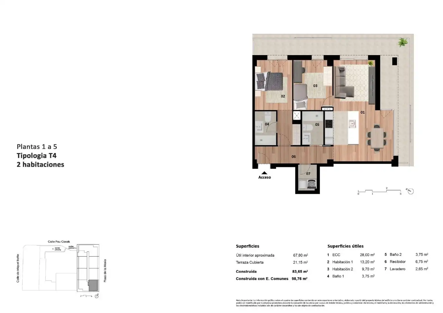 Piso en venta en Vallirana con Jardín privado, Parquet y Terraza