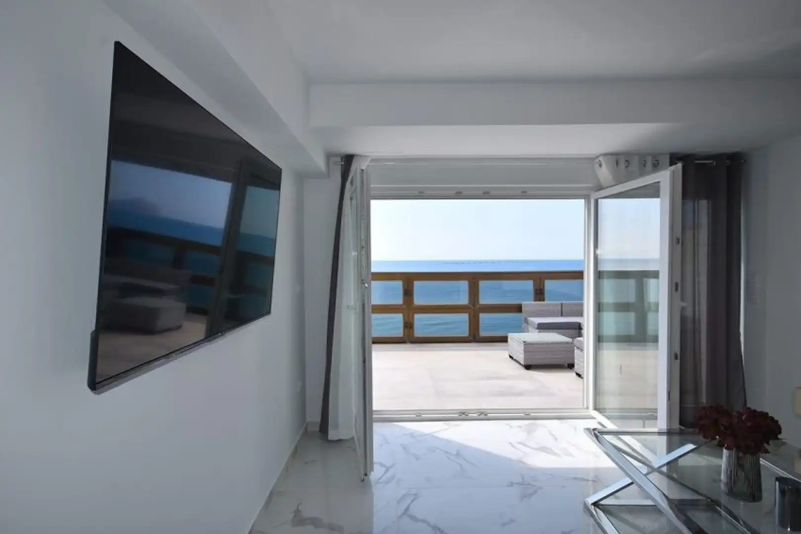 Wohnzimmer von Dachboden zum Verkauf in Calpe / Calp mit Klimaanlage, Heizung und Terrasse