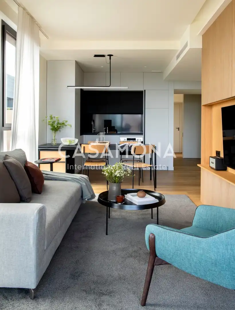 Sala de estar de Apartamento de alquiler en Barcelona con Aire acondicionado, Terraza y Internet