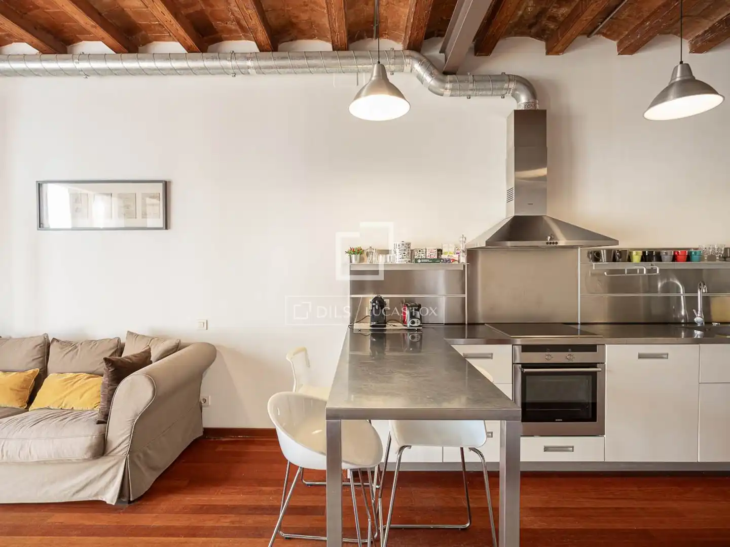 Cocina de Piso de alquiler en Barcelona con Aire acondicionado, Parquet y Amueblado