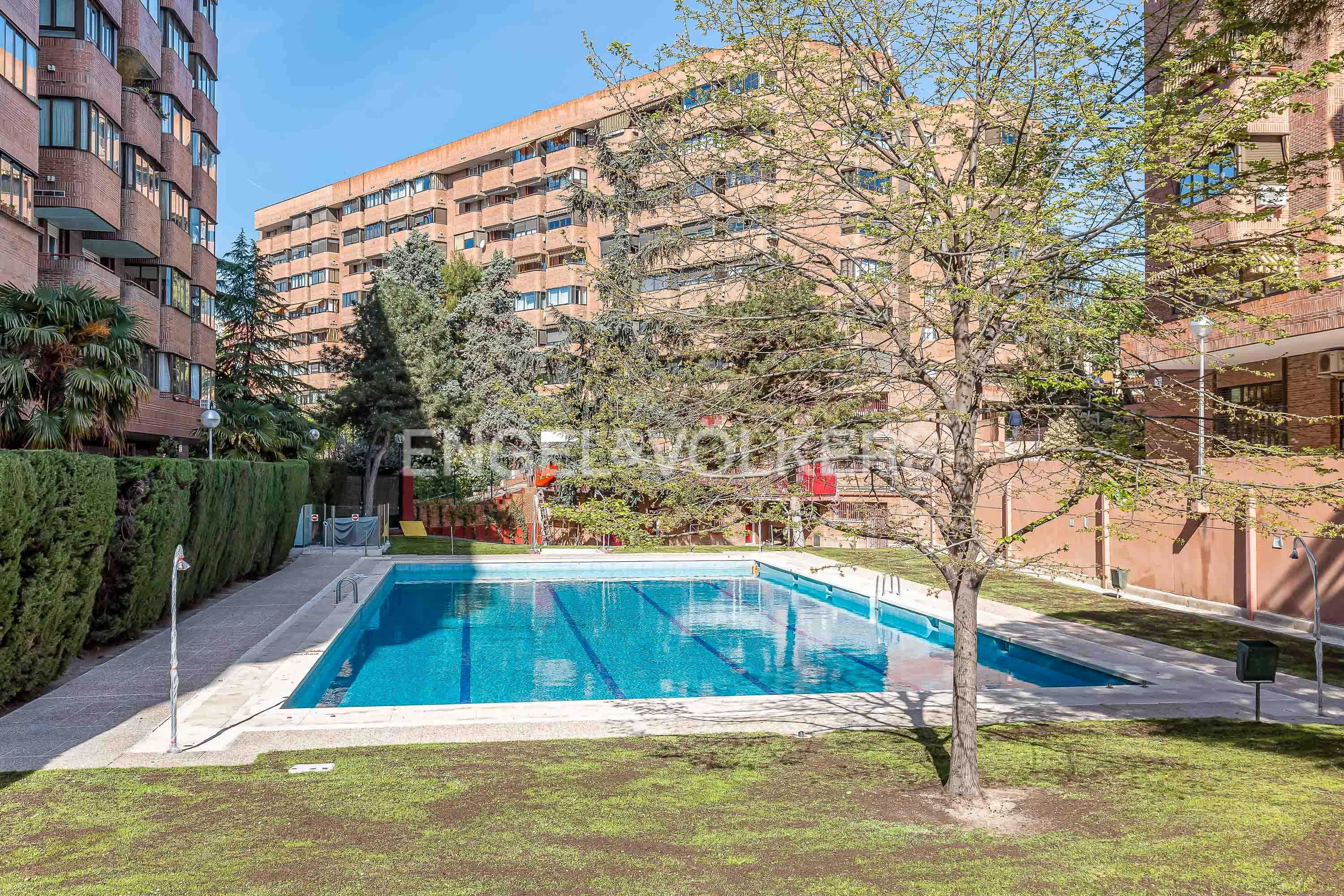Swimming pool of Apartment to rent in  Madrid Capital  with Air Conditioner, Heating and Private garden