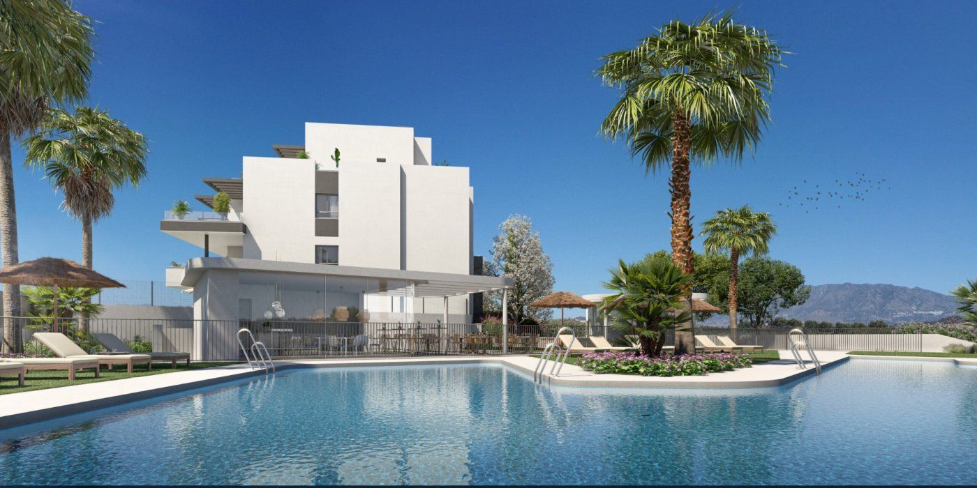 Swimming pool of Flat for sale in Mijas  with Air Conditioner, Heating and Private garden
