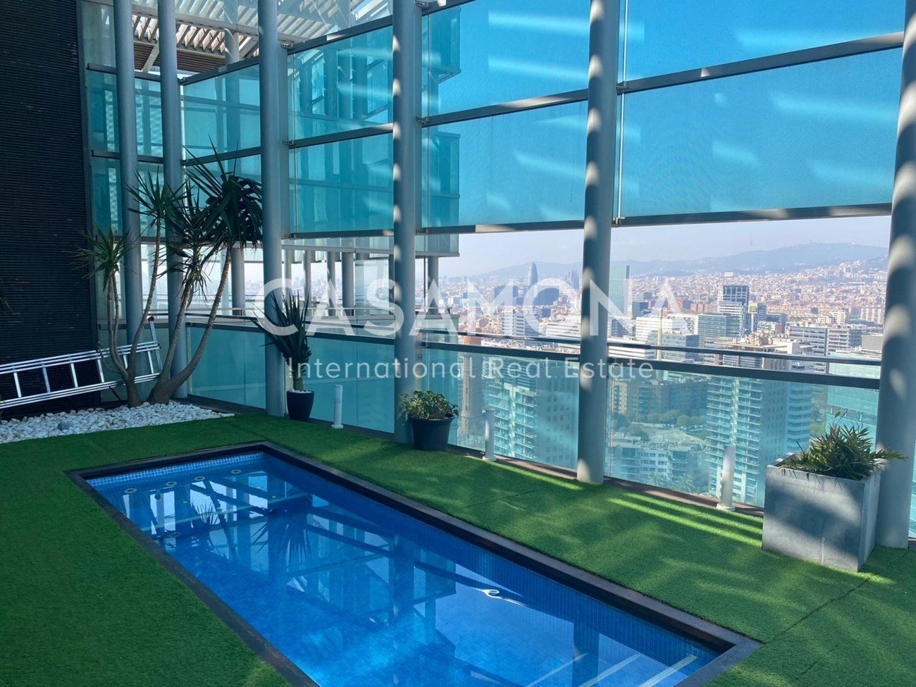 Swimming pool of Attic for sale in  Barcelona Capital  with Heating, Terrace and Storage room