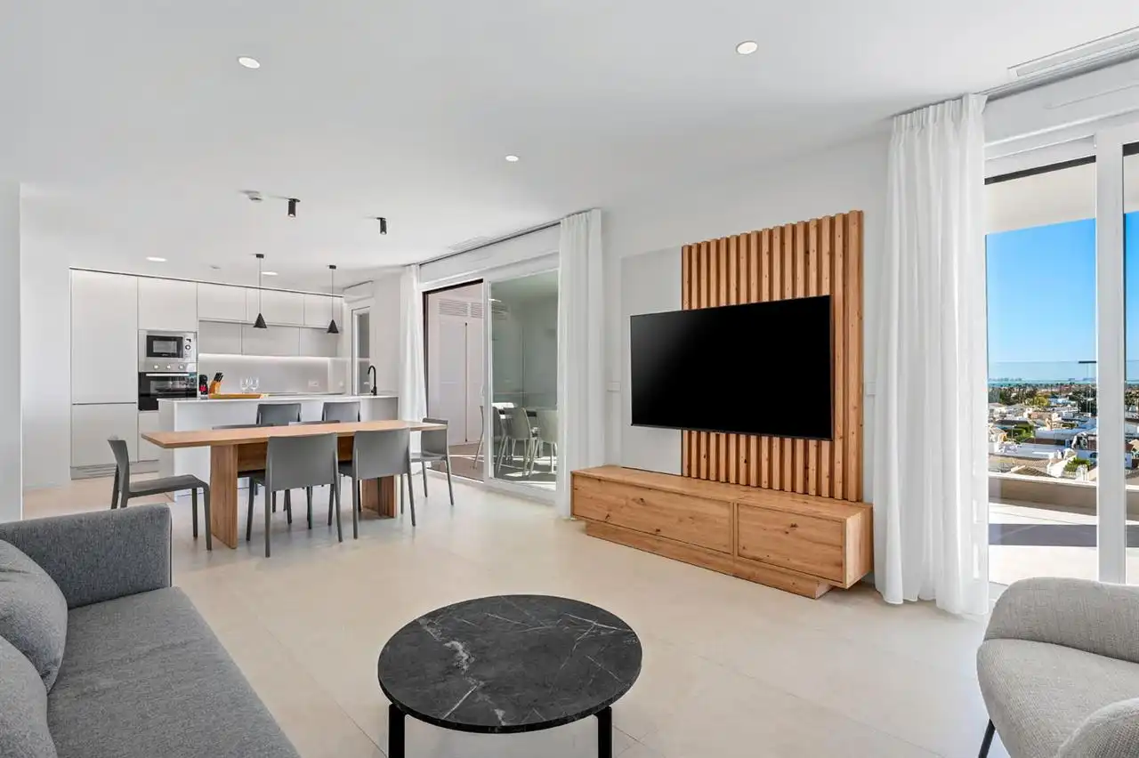 Sala d'estar de Apartament en venda en Los Alcázares amb Piscina i Moblat
