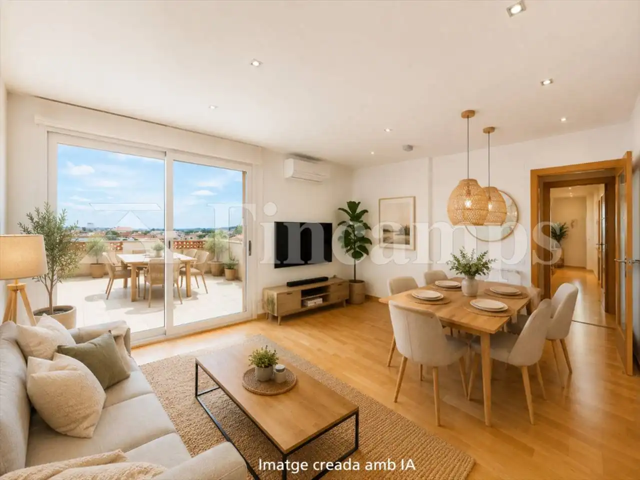 Wohnzimmer von Dachboden zum Verkauf in Terrassa mit Klimaanlage, Heizung und Parkett