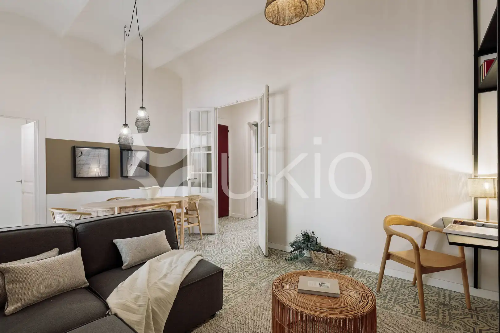 Sala de estar de Apartamento de alquiler en Barcelona con Aire acondicionado, Calefacción y Terraza