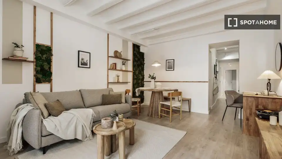 Sala de estar de Piso de alquiler en Barcelona con Aire acondicionado, Calefacción y Amueblado