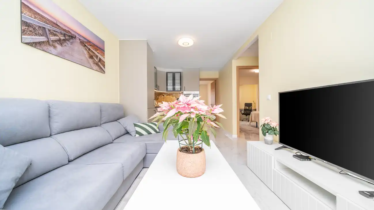 Sala d'estar de Casa adosada en venda en Torrevieja amb Aire condicionat, Jardí privat i Terrassa