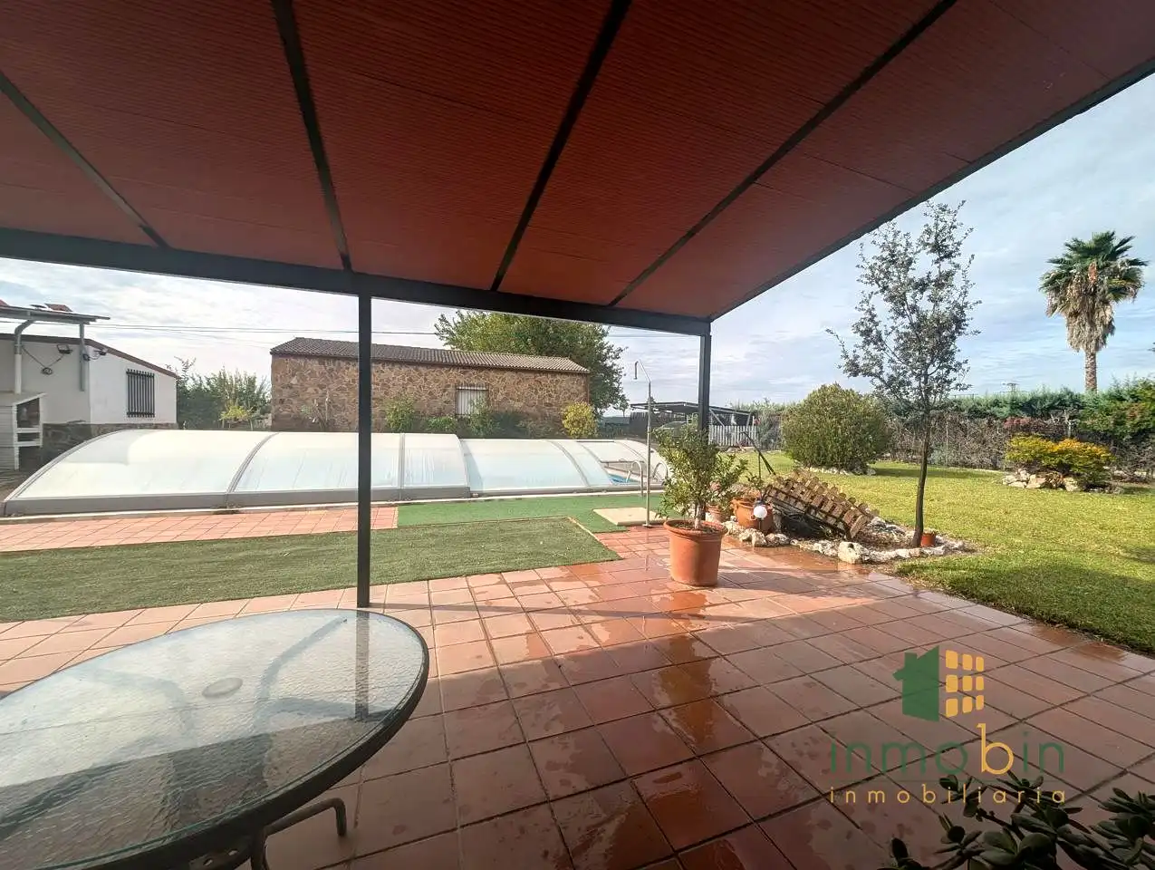 Terraza de Finca rústica en venta en Don Benito con Jardín privado y Piscina