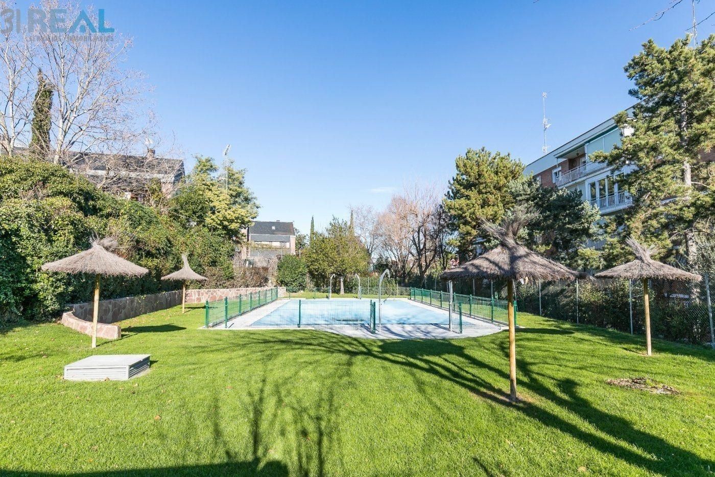Swimming pool of Flat for sale in  Madrid Capital  with Heating, Private garden and Parquet flooring