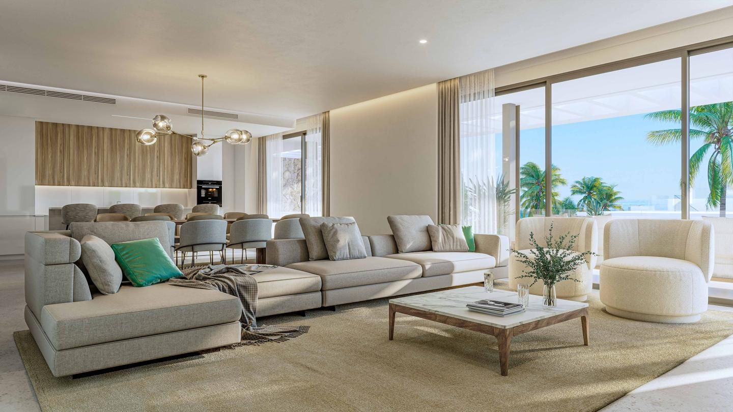 Sala de estar de Ático en venta en Marbella con Aire acondicionado, Calefacción y Jardín privado