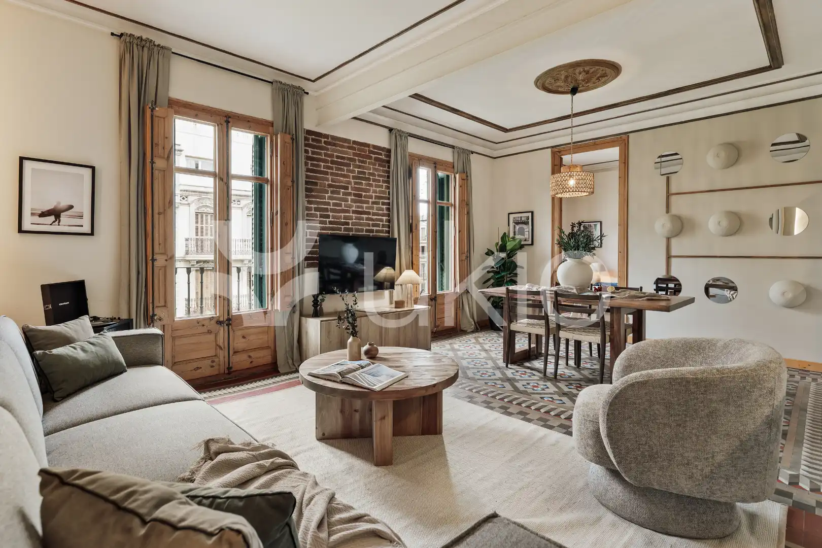 Sala de estar de Apartamento de alquiler en Barcelona con Aire acondicionado, Calefacción y Terraza
