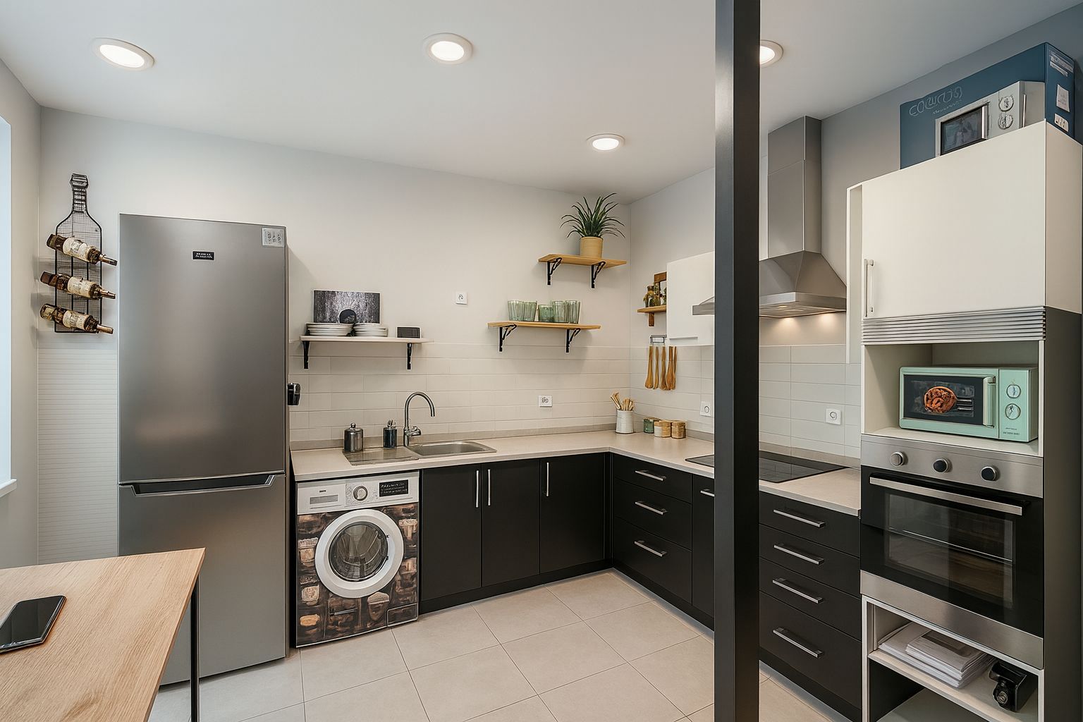 Kitchen of Flat to rent in  Madrid Capital  with Air Conditioner, Heating and Balcony