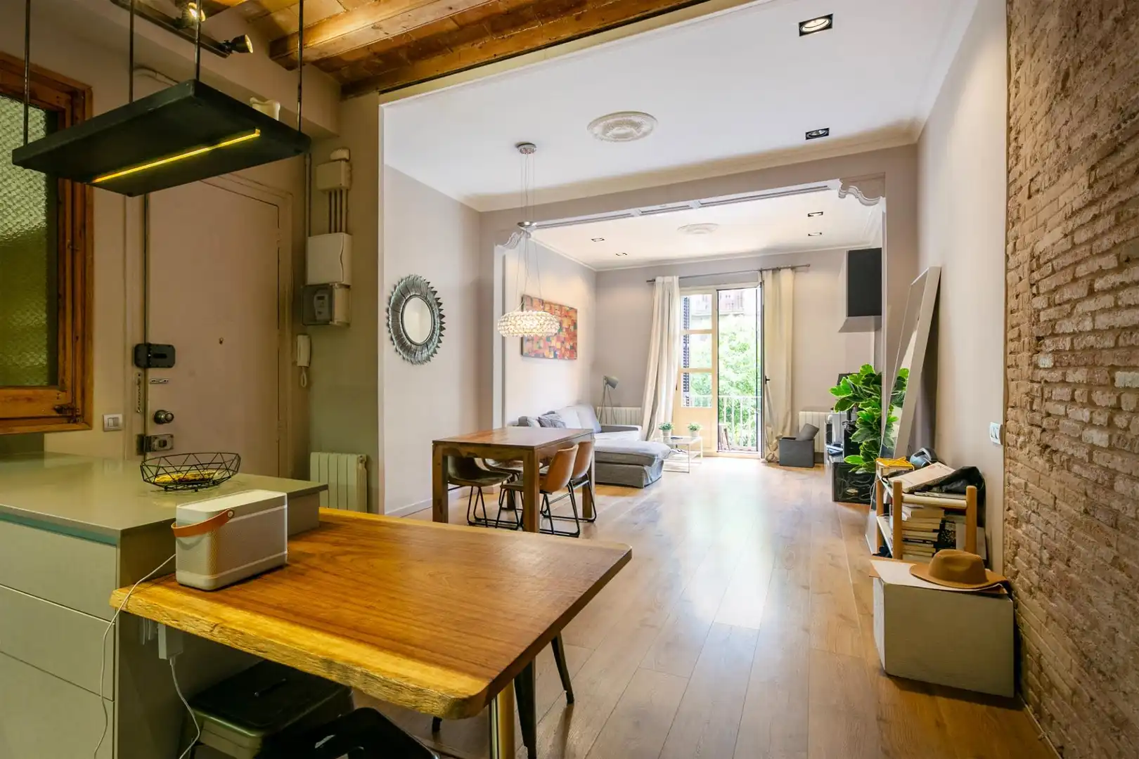 Sala de estar de Piso de alquiler en Barcelona con Calefacción, Parquet y Amueblado