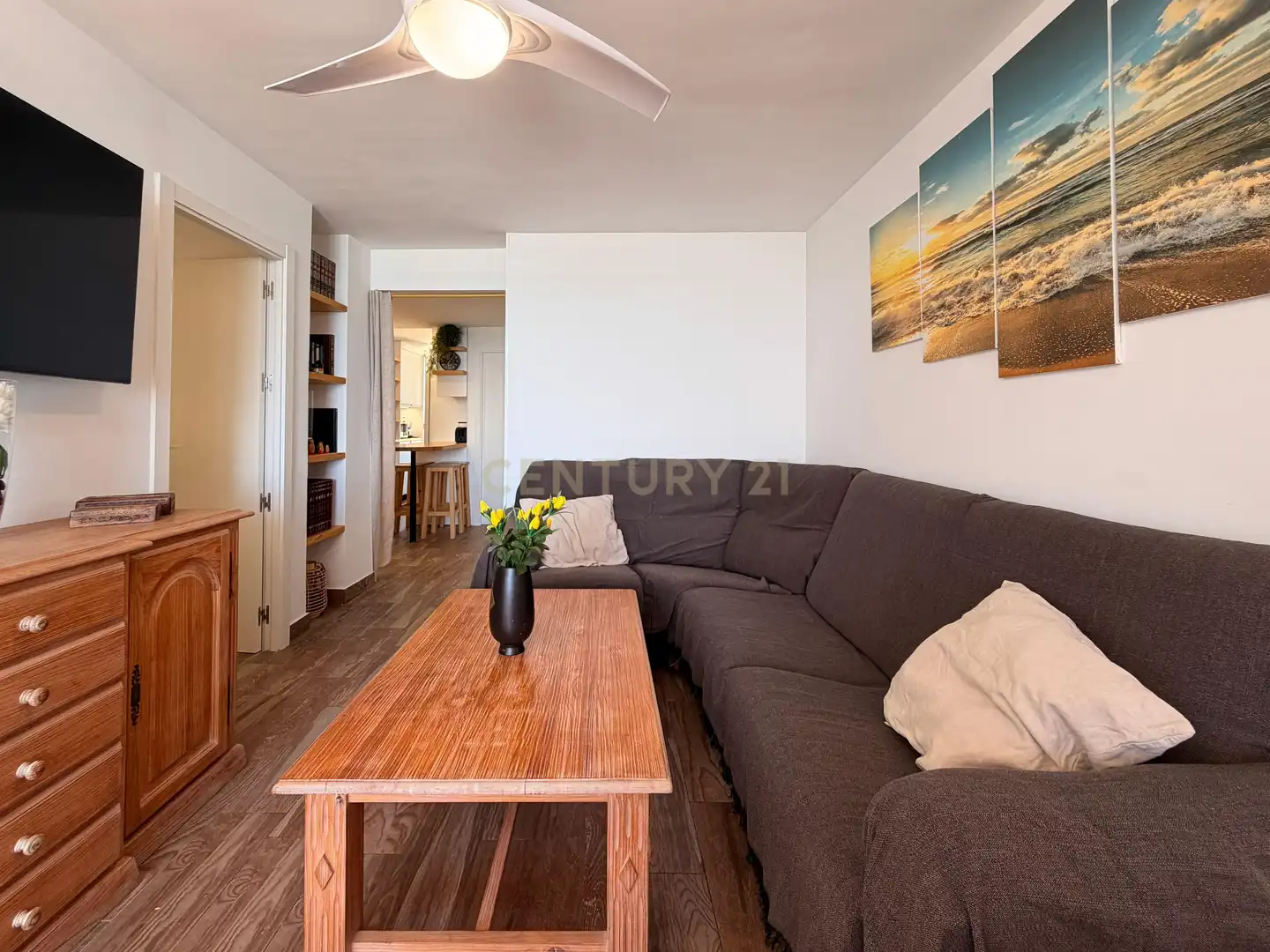 Living room of Flat for rent in El Campello  with Air Conditioner, Oven and Washing machine