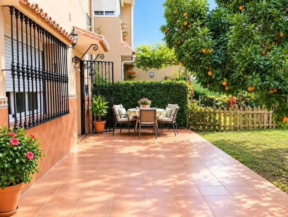 Terraza de Casa adosada en venta en Mijas con Aire acondicionado, Jardín privado y Terraza