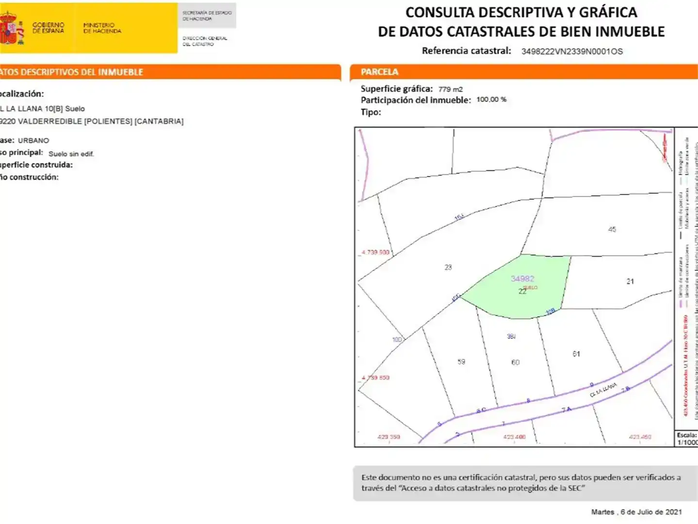 Land for sale in Valderredible