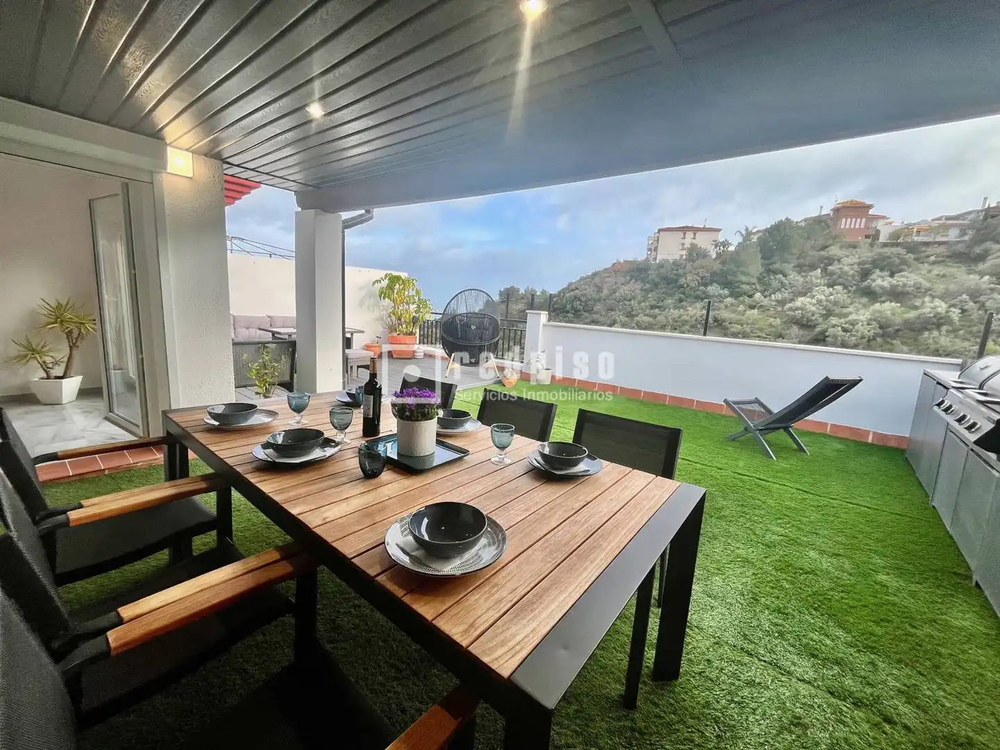 Terrasse von Dachboden zum Verkauf in Benalmádena mit Klimaanlage, Heizung und Privatgarten