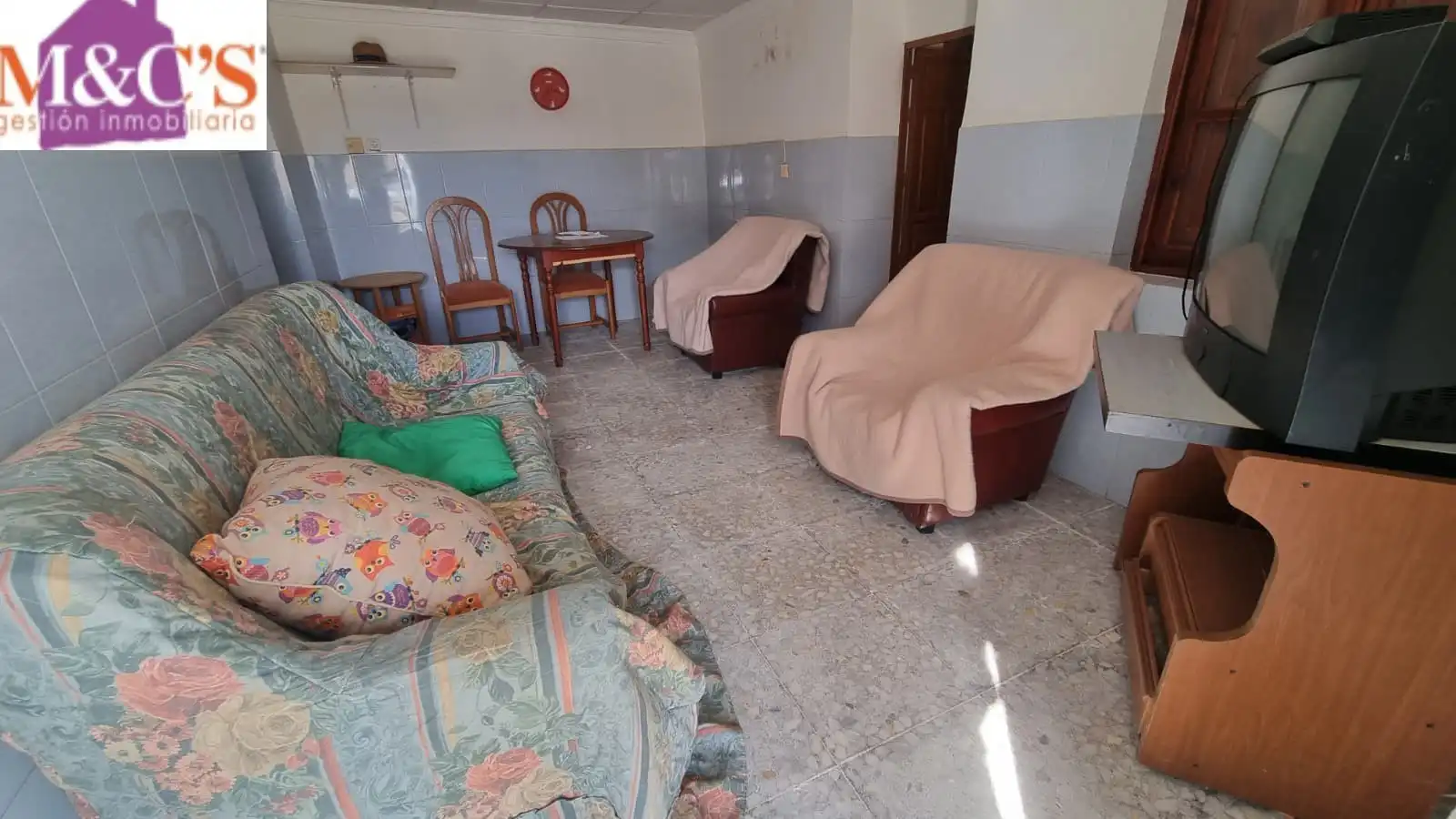 Sala d'estar de Casa o xalet en venda en Villanueva de San Carlos amb Jardí privat i Moblat