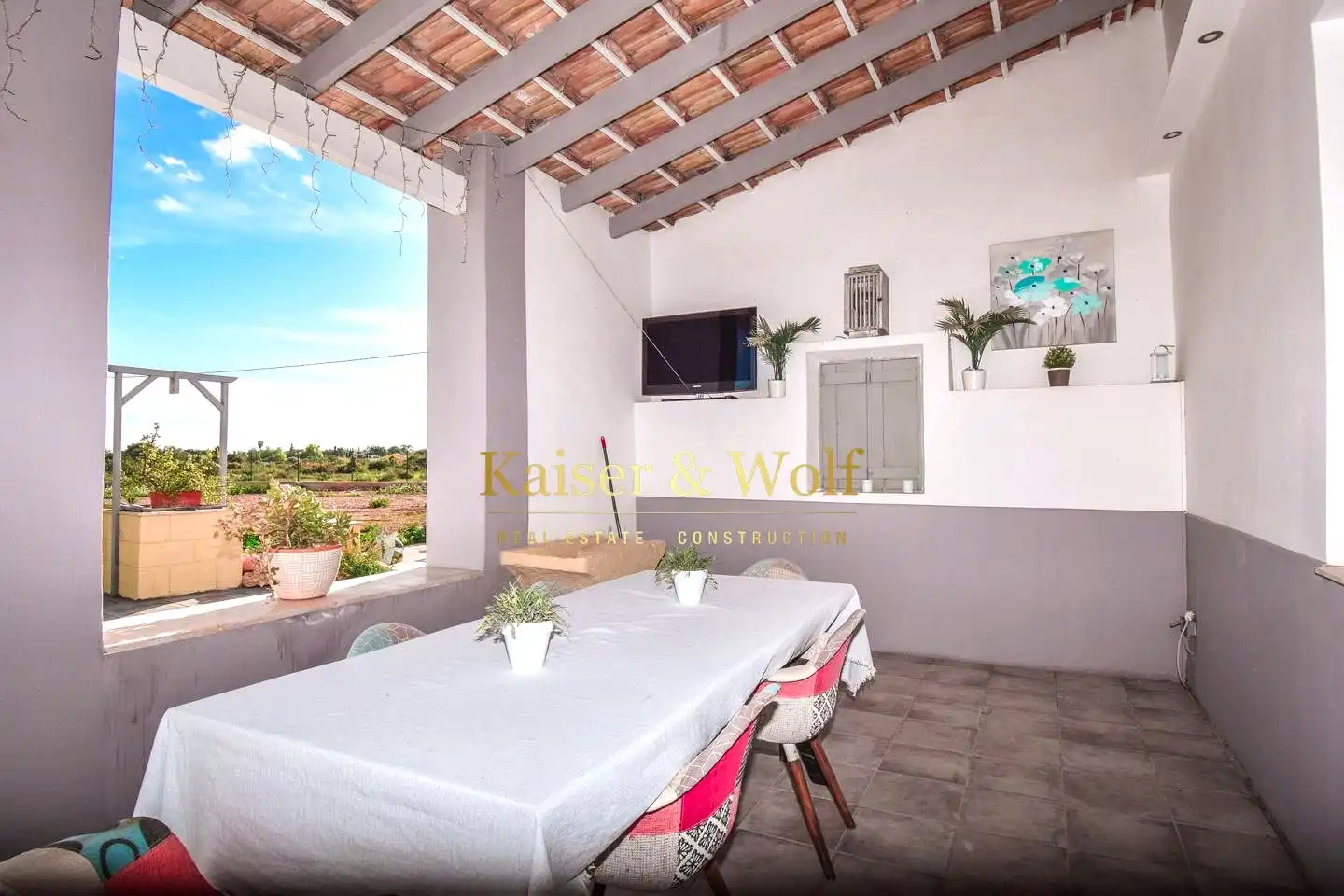 Terraza de Finca rústica en venta en Elche / Elx con Aire acondicionado y Jardín privado