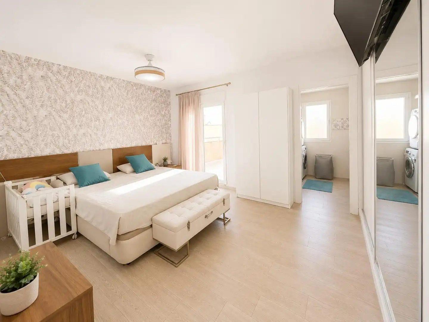 Schlafzimmer von Einfamilien-Reihenhaus zum Verkauf in Enguera mit Klimaanlage, Heizung und Terrasse