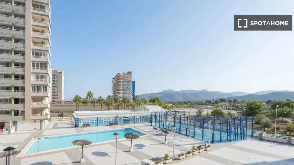 Swimming pool of Flat for rent in Tavernes de la Valldigna  with Air Conditioner, Heating and Furnished