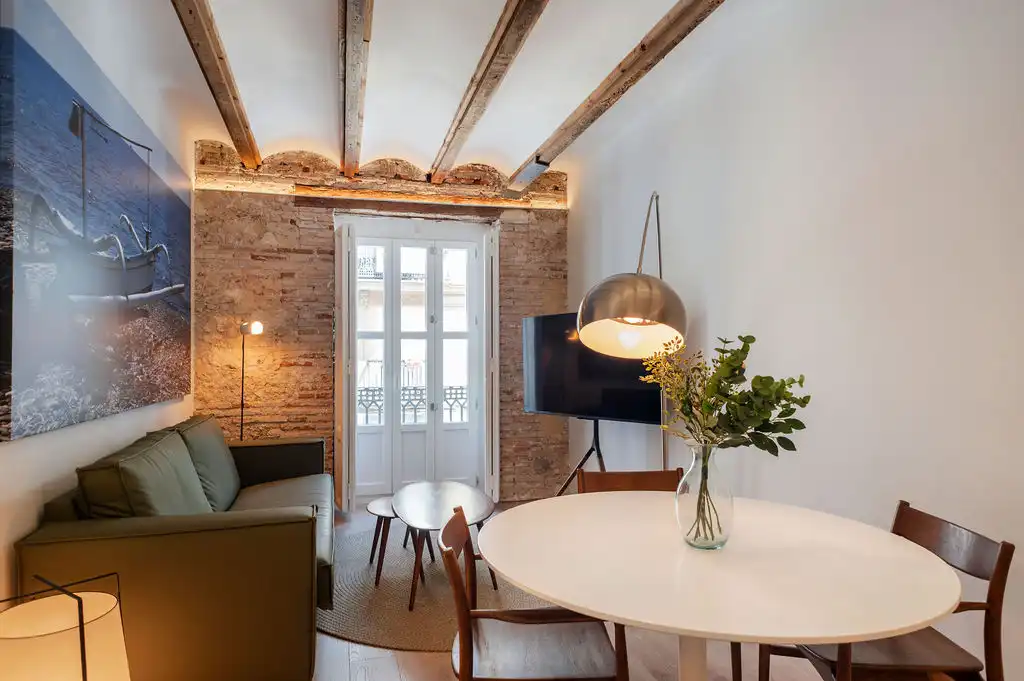 Living room of Flat for rent in Valencia  with Air Conditioner, Heating and Furnished