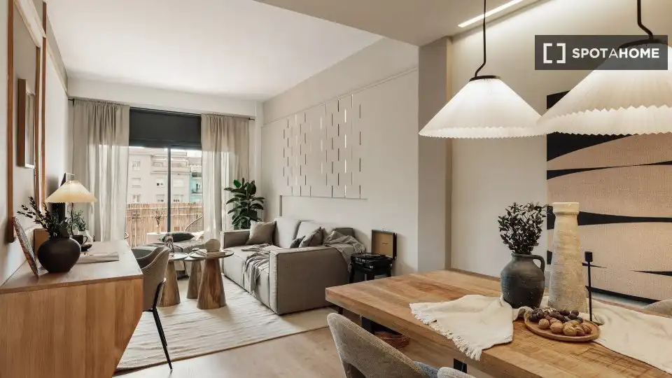 Living room of Flat for rent in Barcelona  with Air Conditioner, Heating and Furnished