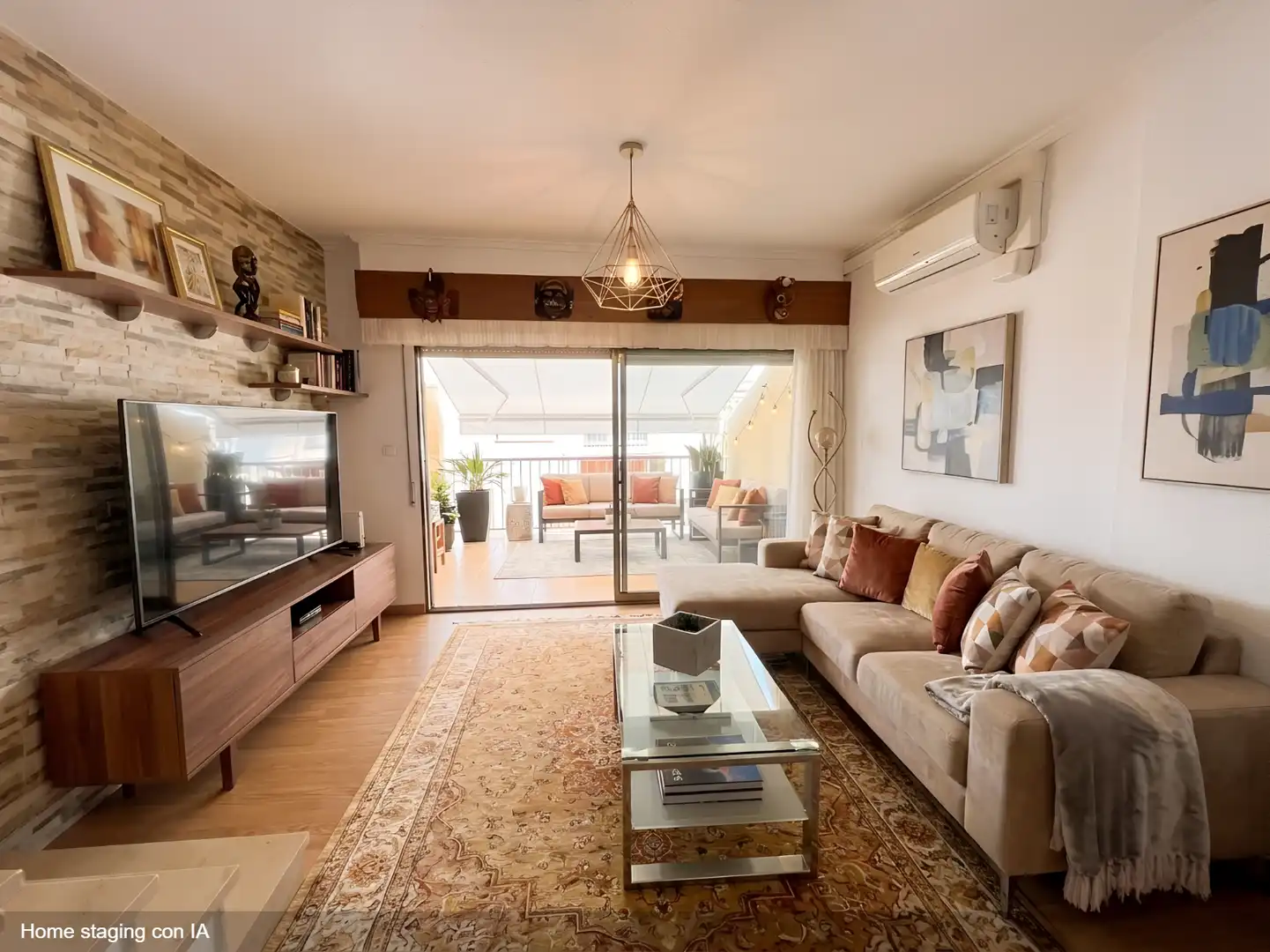 Wohnzimmer von Maisonette zum Verkauf in Guardamar del Segura mit Klimaanlage, Heizung und Terrasse