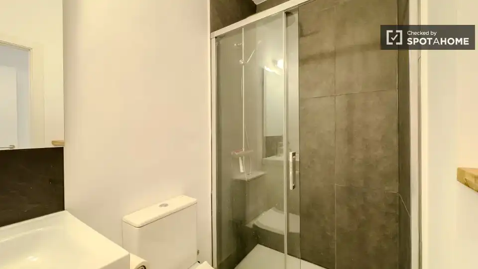 Baño de Estudio para compartir en L'Hospitalet de Llobregat con Aire acondicionado y Terraza