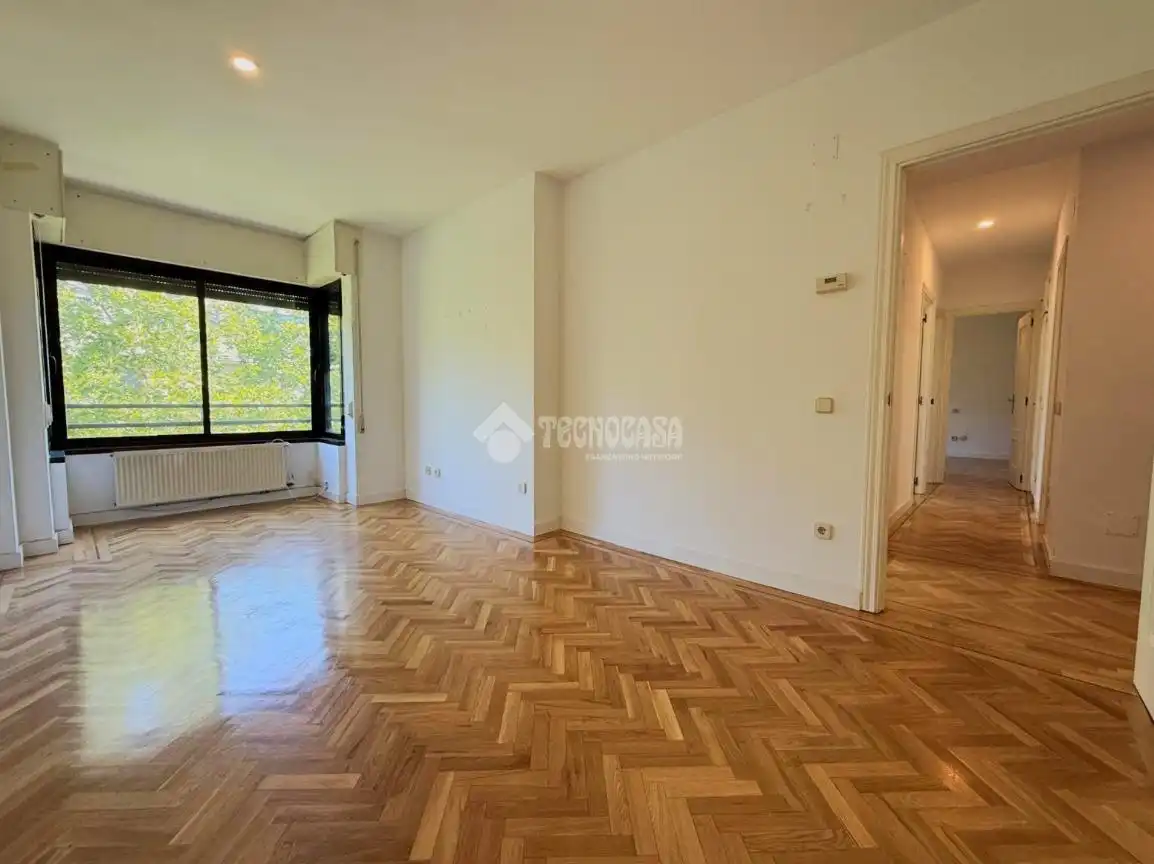Living room of Flat for rent in Madrid  with Parquet flooring, Storage room and Balcony