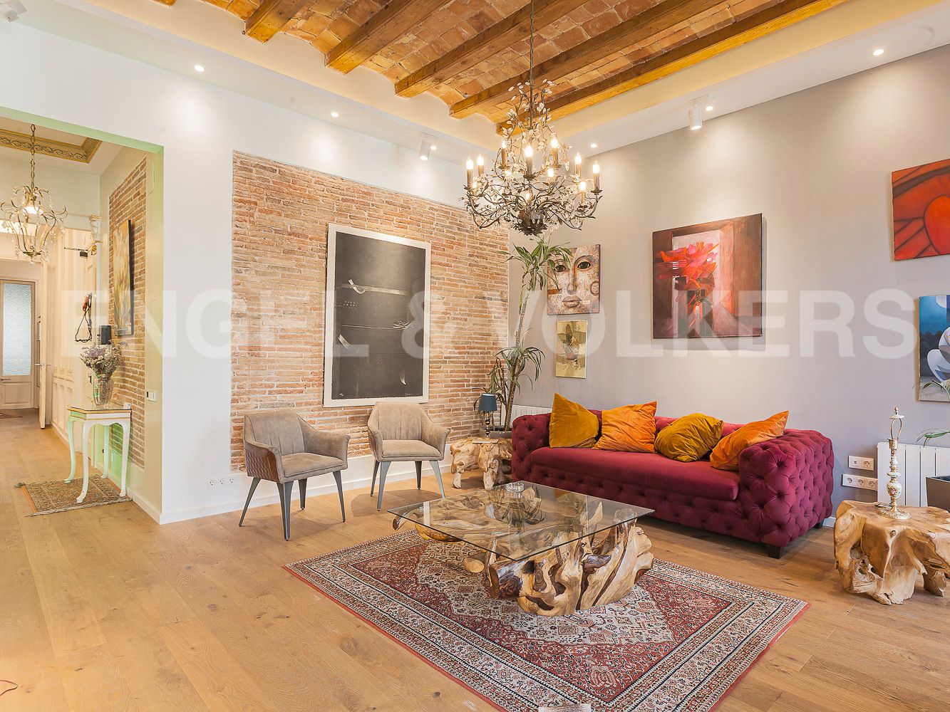 Sala d'estar de Apartament en venda en  Barcelona Capital amb Aire condicionat, Calefacció i Parquet