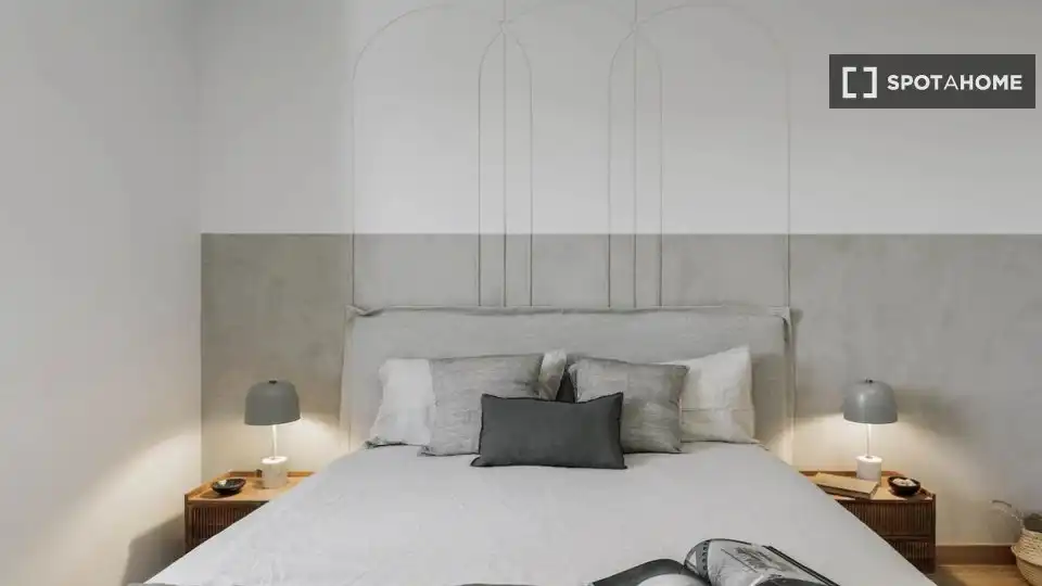 Dormitori de Apartament per a compartir en Barcelona amb Aire condicionat, Terrassa i Moblat