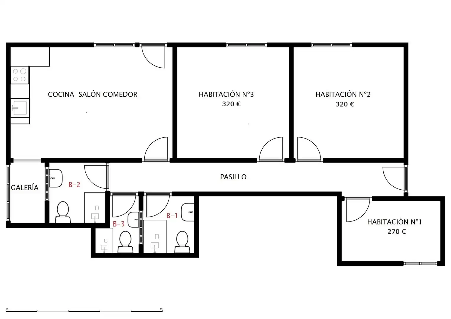 Flat for share in Cartagena  with Air Conditioner, Heating and Furnished