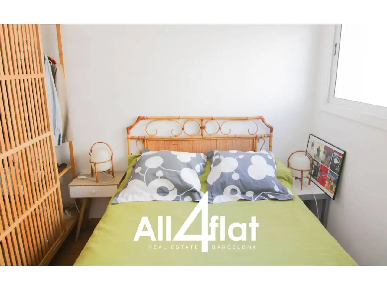 Schlafzimmer von Wohnung zur Miete in Barcelona mit Heizung, Parkett und Terrasse